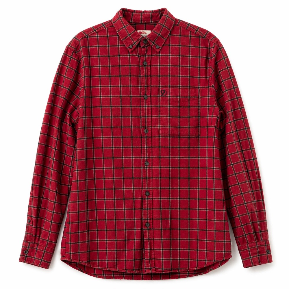 Fjällräven Ovik Flannel Shirt Men's XL Regular Fit Red Plaid Cotton Outdoor